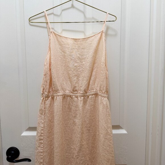 Clothe & Stone 100% Linen Maxi Dress Size M Peach Color Tiered Flowy Silhouette - Picture 12 of 13